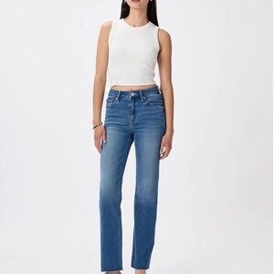 Quince Medium Wash Bella Stretch High Rise Straight Jeans 26" Inseam Size 30